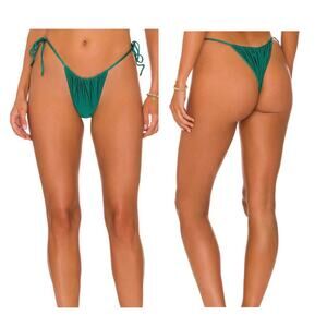 VDM Marley Bikini Bottom Side Tie in Metallic Ivy and Matte Green Size Large